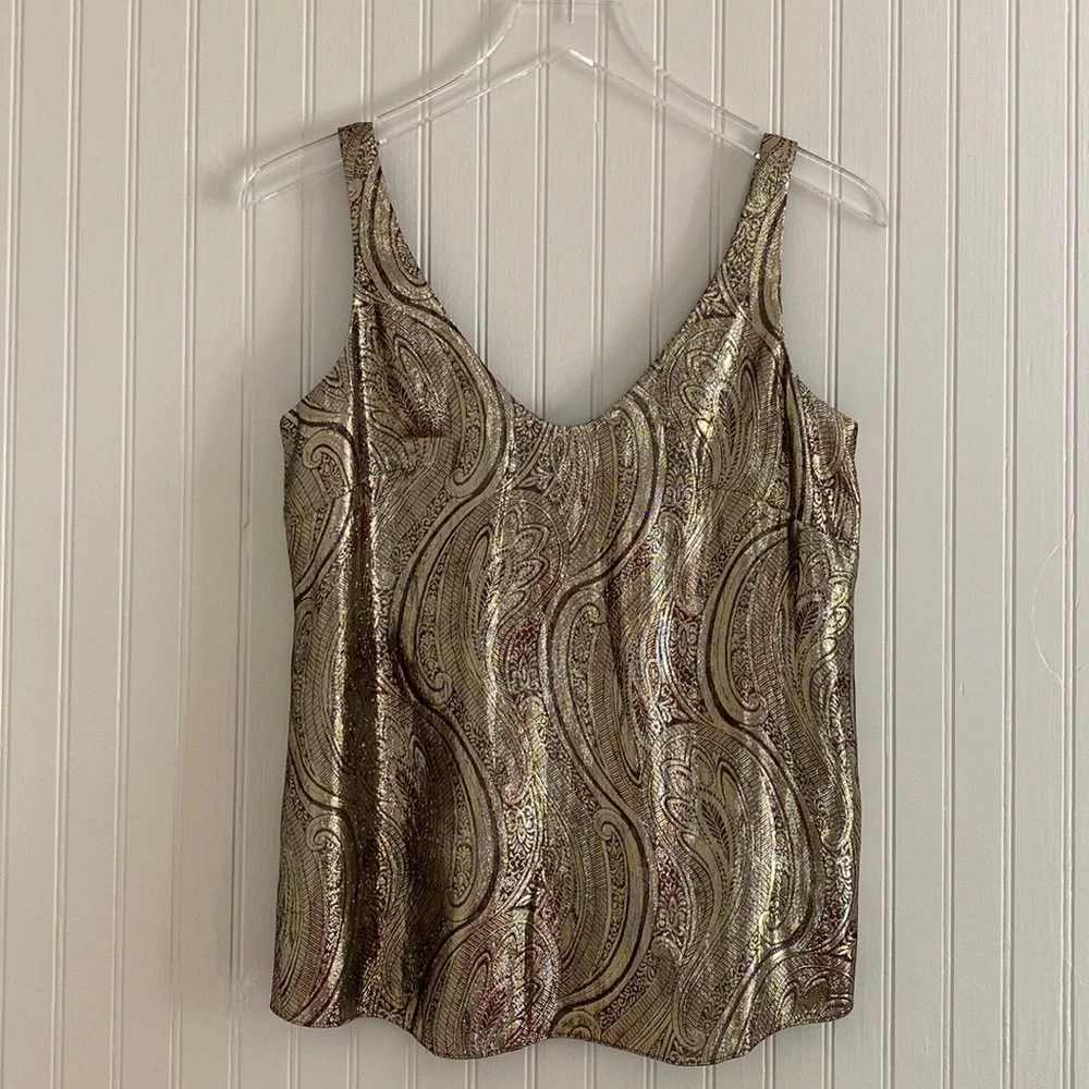 J. Crew Cate Camisole Guilded Paisley Lame Silk Tank NWT